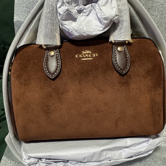 Coach Mini Rowan - Vintage Brown Suede Crossbody - Picture 1 of 12